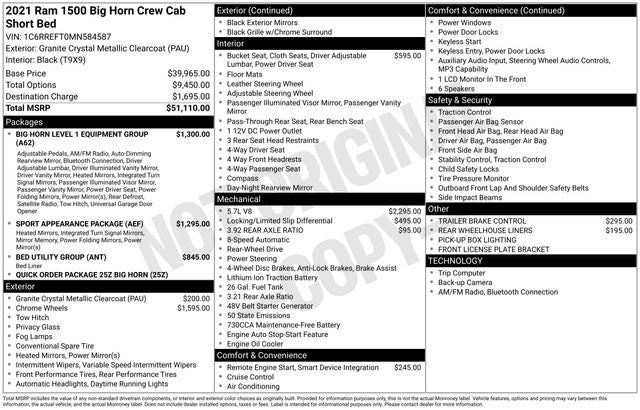 2021 RAM 1500 Big Horn/Lone Star