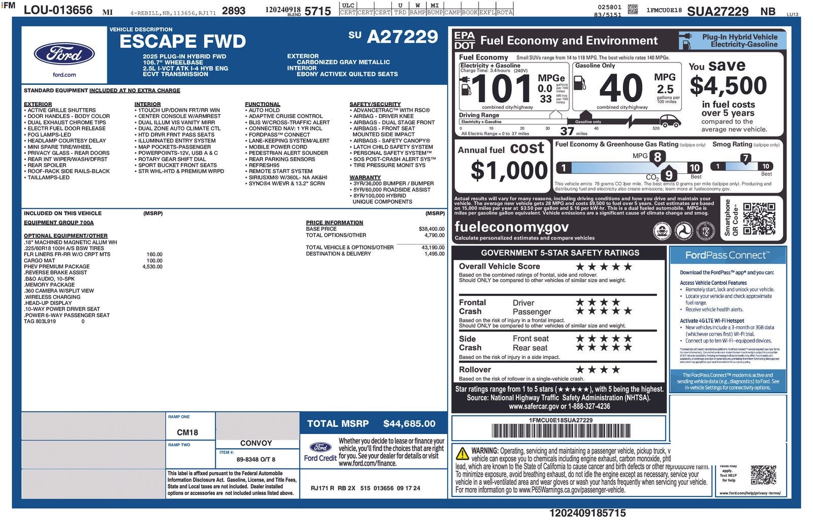 2025 Ford Escape Plug-In Hybrid Base