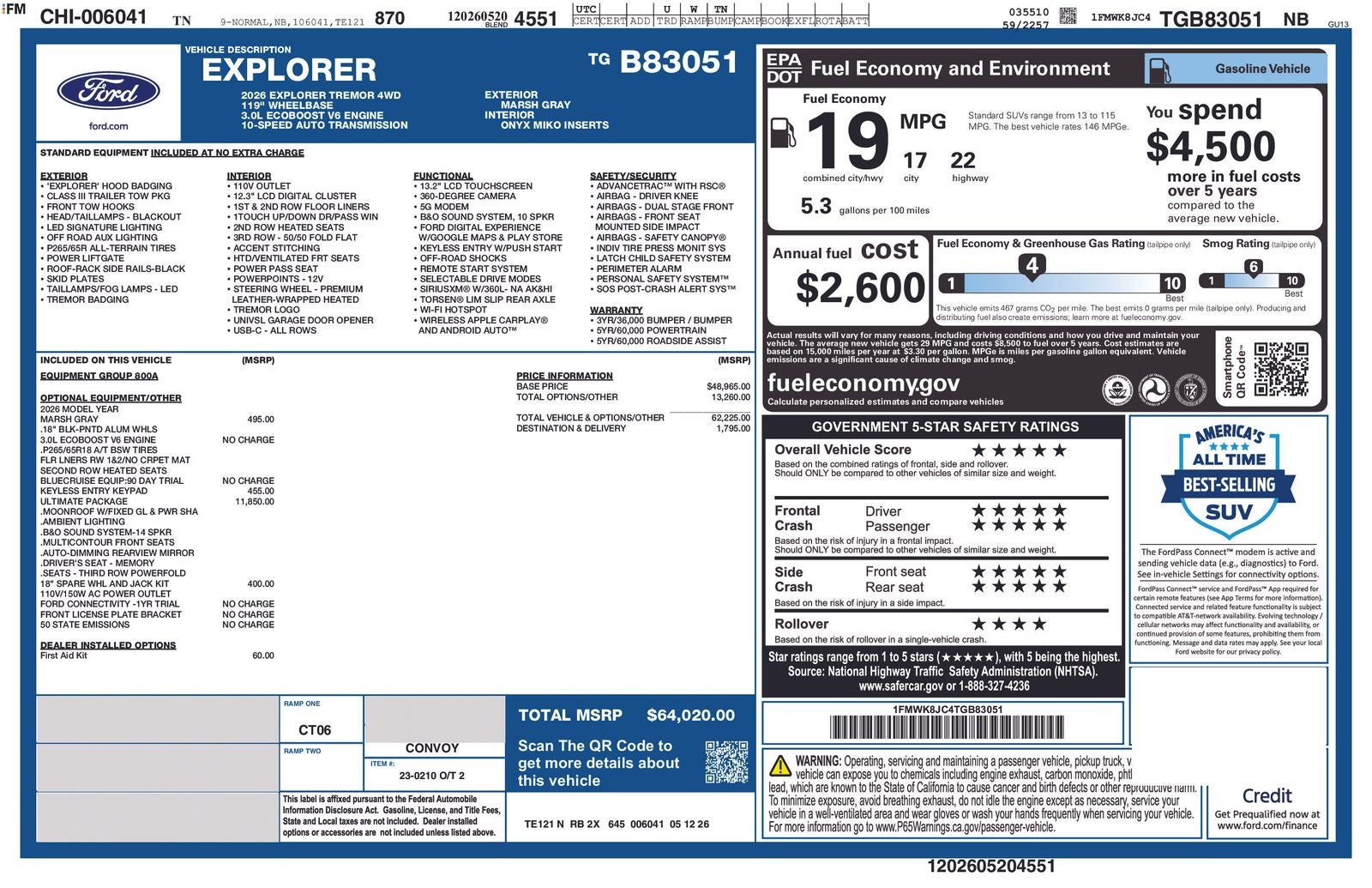 2026 Ford Explorer Tremor IN-TRANSIT