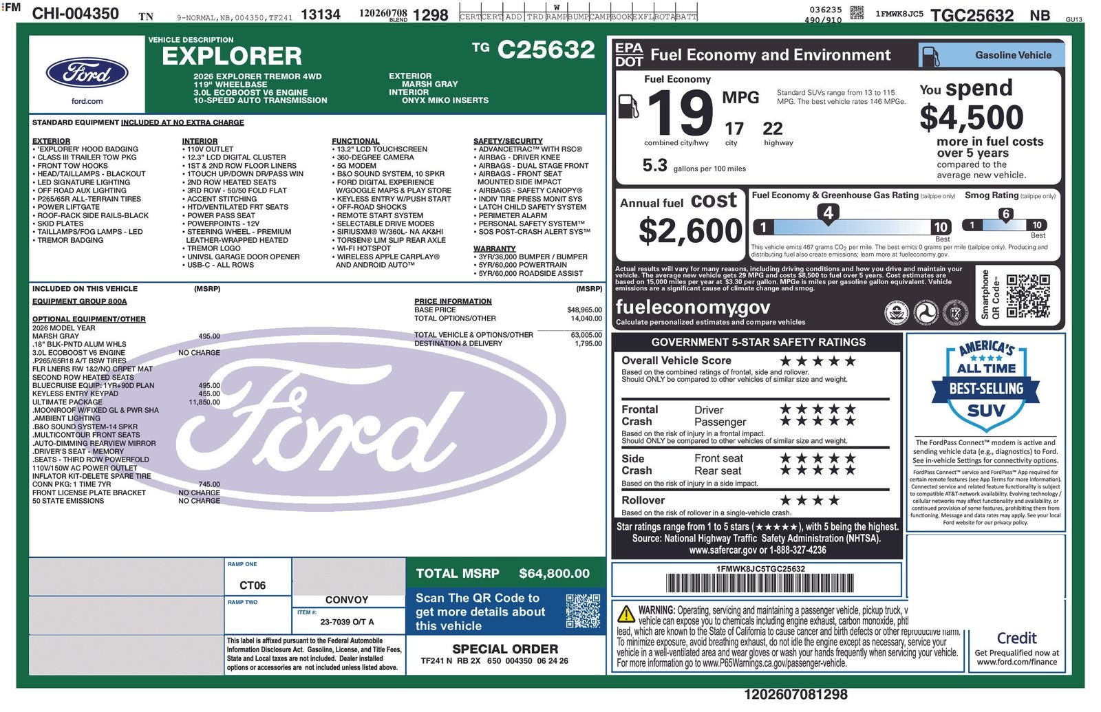 2026 Ford Explorer Tremor IN-TRANSIT