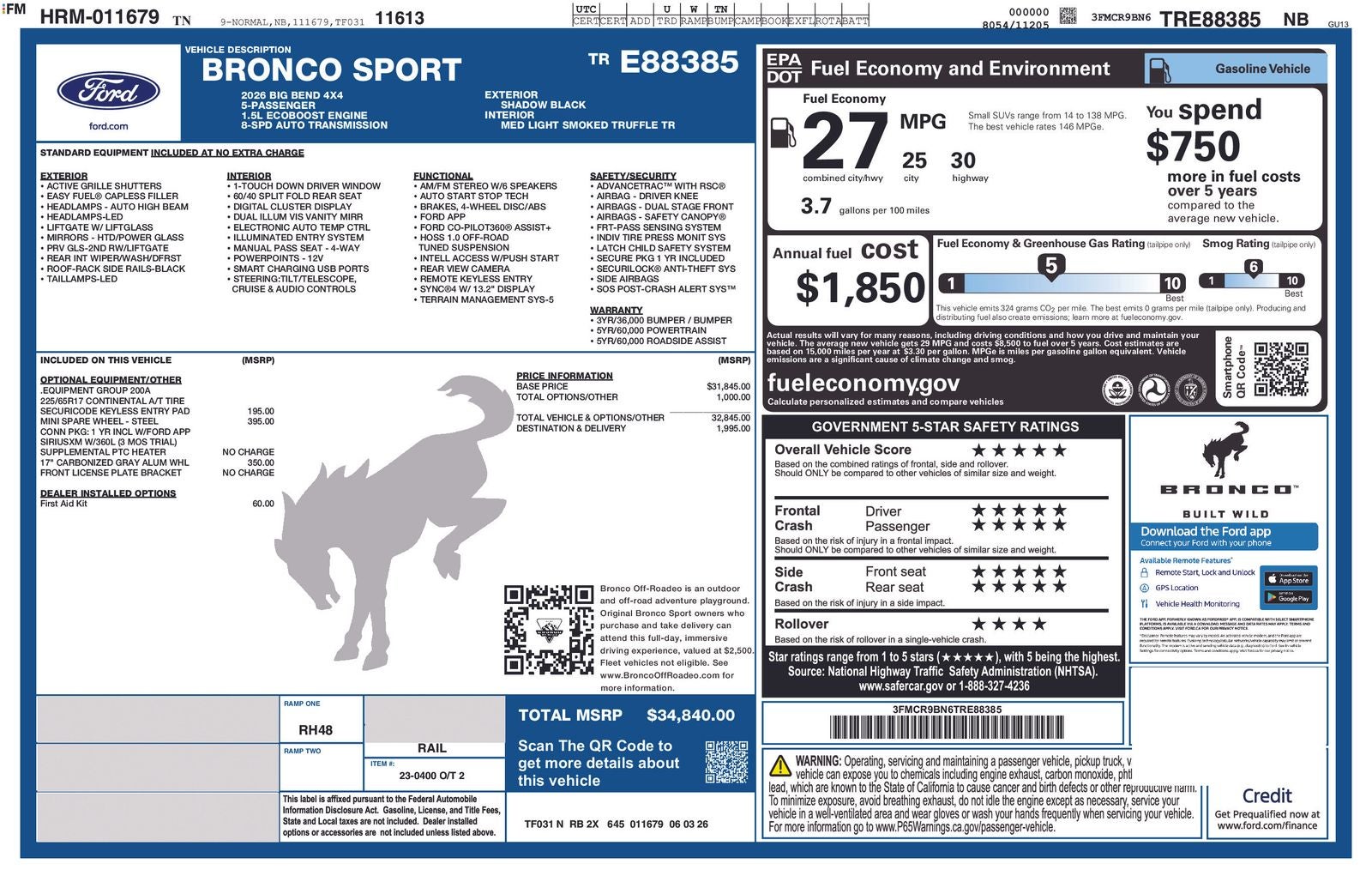 2026 Ford Bronco Sport Big Bend IN-TRANSIT