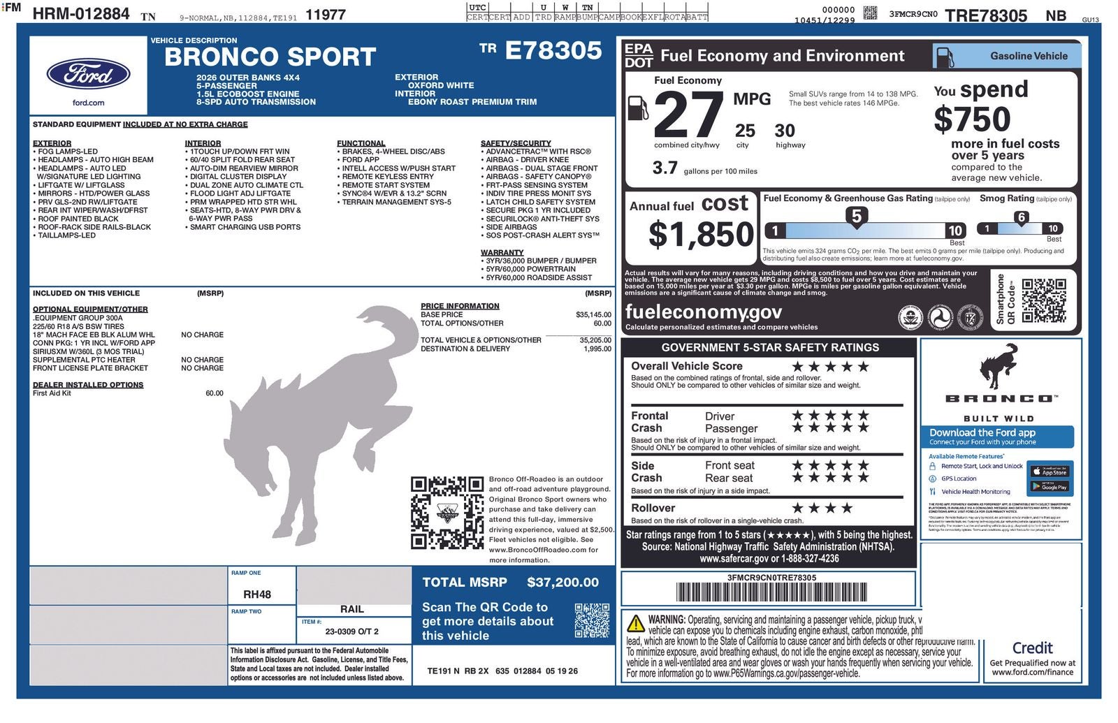 2026 Ford Bronco Sport Outer Banks IN-TRANSIT