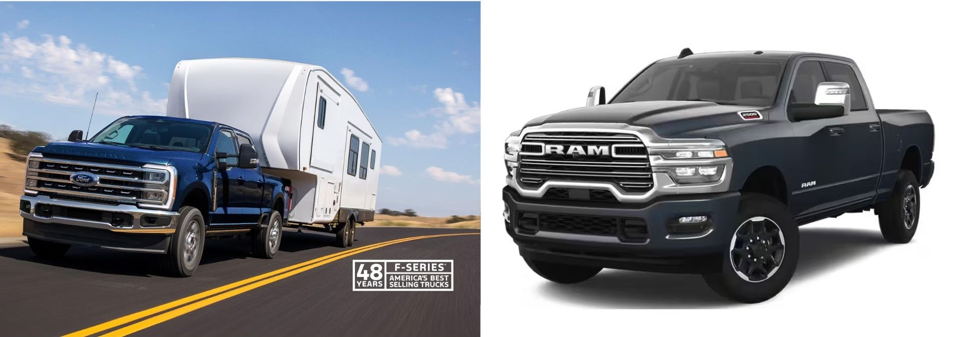 2025 ford f-150 and ram 2500 side by side