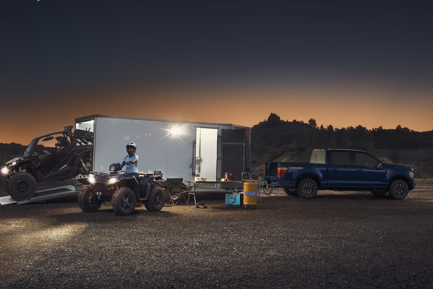 2025 ford f-150 towing trailer with UTV and ATV