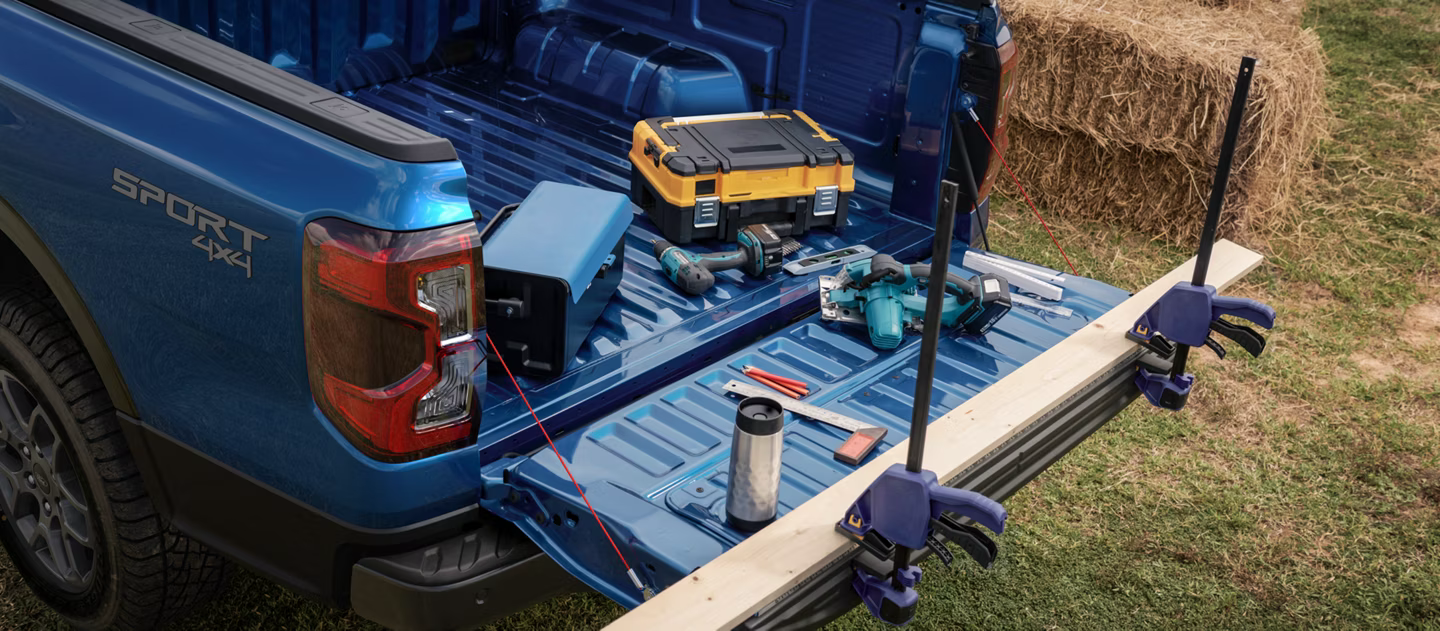 2026 Ford Ranger truck bed workspace with tools