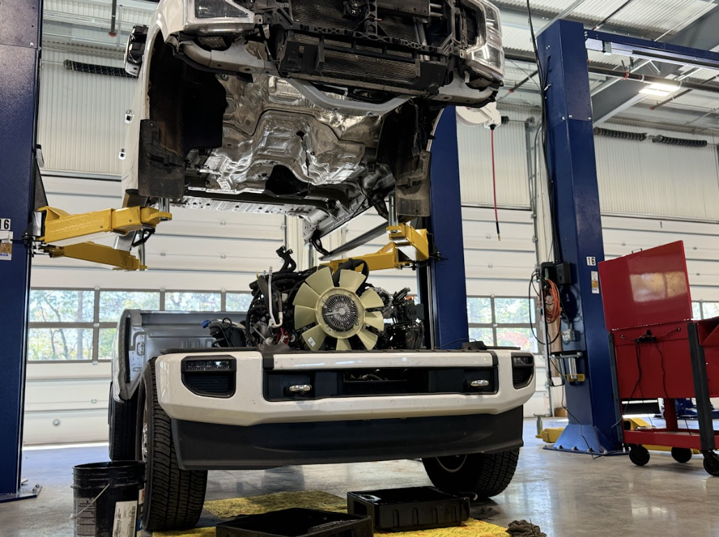 truck being serviced at jenkins & wynne's ford pro shop